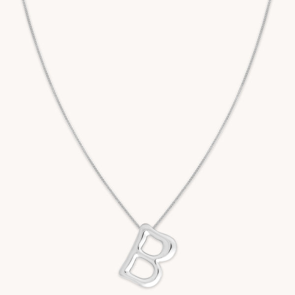Initial Pendant Necklaces - B Initial Bold Pendant Necklace in Silver - Pendant Necklace - Astrid &amp; Miyu