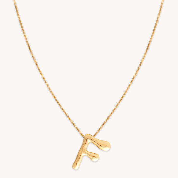 18k Gold Plated Jewellery - F Initial Bold Pendant Necklace in Gold - Pendant Necklace - Astrid &amp; Miyu