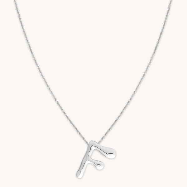 Initial Pendant Necklaces - F Initial Bold Pendant Necklace in Silver - Pendant Necklace - Astrid &amp; Miyu