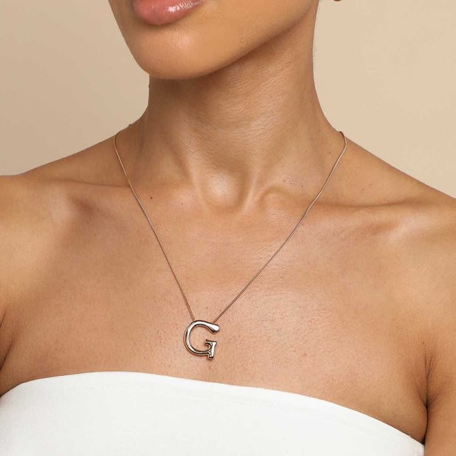 18k Gold Plated Jewellery - G Initial Bold Pendant Necklace in Gold - Pendant Necklace - Astrid & Miyu