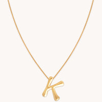 18k Gold Plated Jewellery - K Initial Bold Pendant Necklace in Gold - Pendant Necklace - Astrid & Miyu