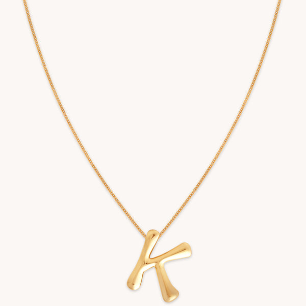 18k Gold Plated Jewellery - K Initial Bold Pendant Necklace in Gold - Pendant Necklace - Astrid &amp; Miyu