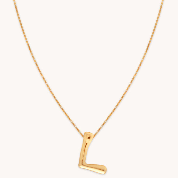 18k Gold Plated Jewellery - L Initial Bold Pendant Necklace in Gold - Pendant Necklace - Astrid &amp; Miyu