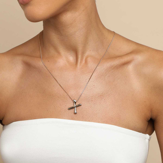 18k Gold Plated Jewellery - X Initial Bold Pendant Necklace in Gold - Pendant Necklace - Astrid & Miyu