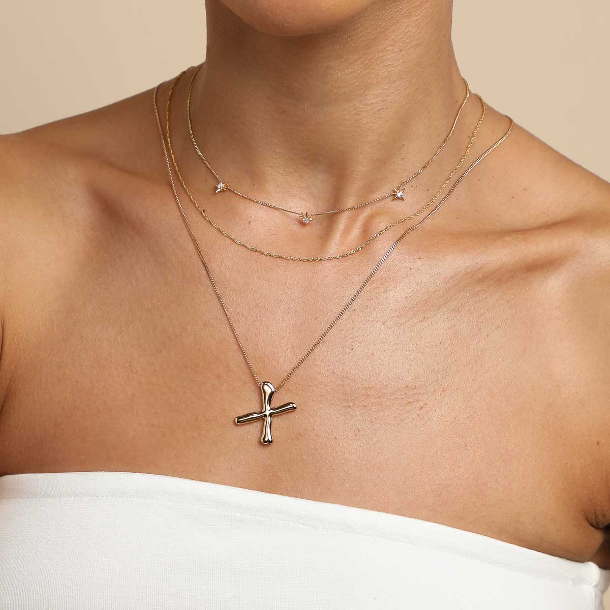 18k Gold Plated Jewellery - X Initial Bold Pendant Necklace in Gold - Pendant Necklace - Astrid &amp; Miyu