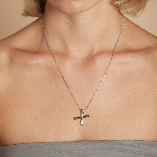 X Initial Bold Pendant Necklace in Silver