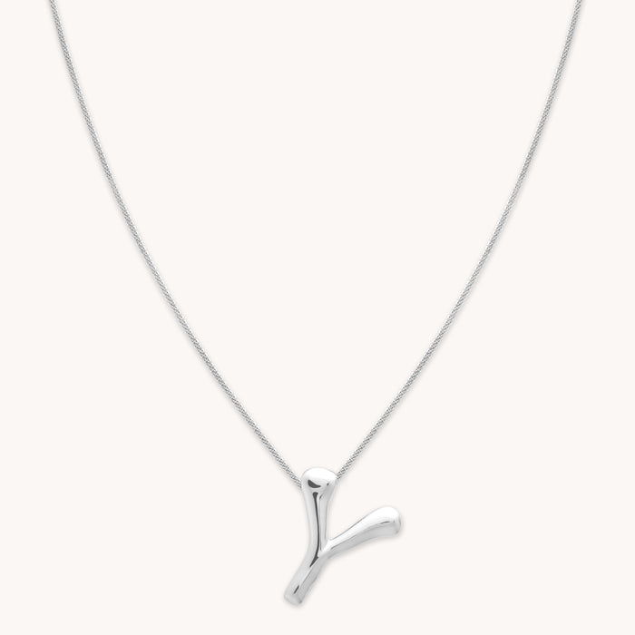 Y Initial Bold Pendant Necklace in Silver