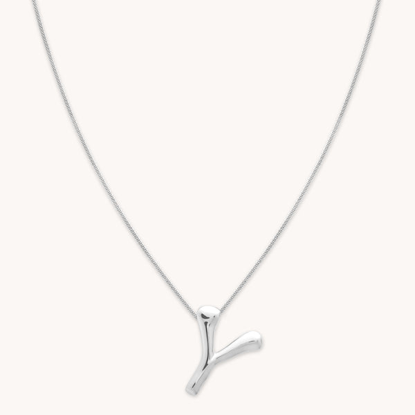 Necklaces & Bracelets - Y Initial Bold Pendant Necklace in Silver - Pendant Necklace - Astrid &amp; Miyu