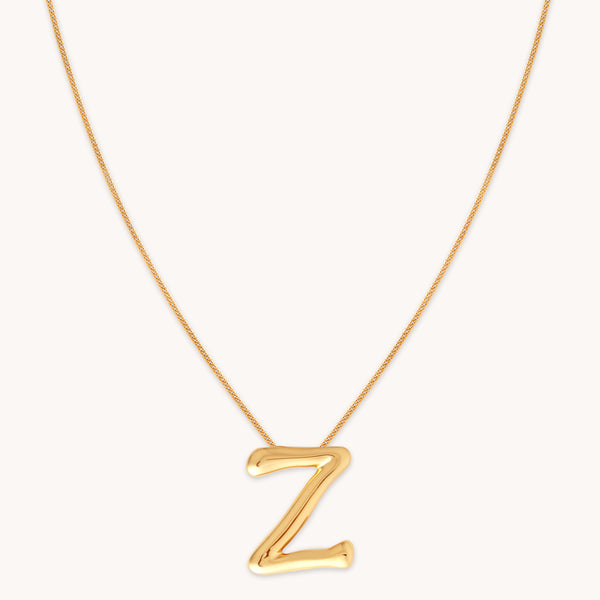 18k Gold Plated Jewellery - Z Initial Bold Pendant Necklace in Gold - Pendant Necklace - Astrid &amp; Miyu