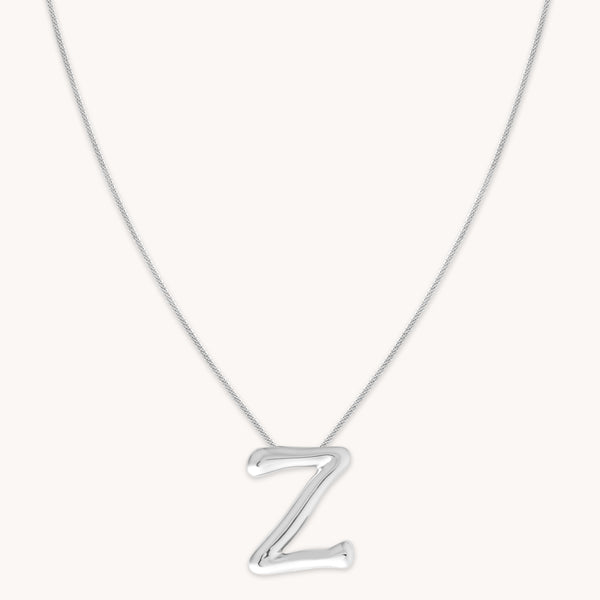 Necklaces & Bracelets - Z Initial Bold Pendant Necklace in Silver - Pendant Necklace - Astrid &amp; Miyu