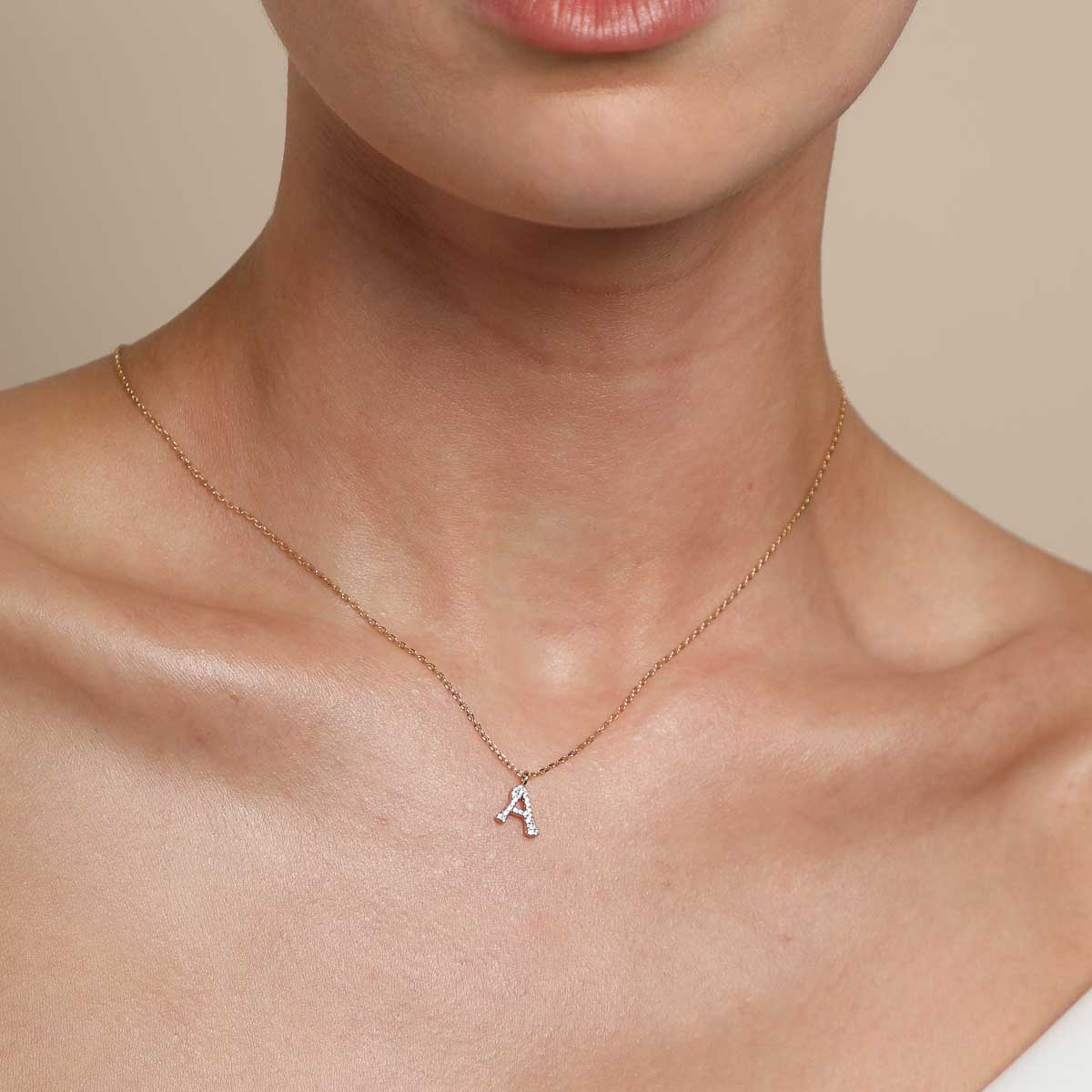 A Pavé Initial Gold Necklace Astrid Miyu Necklaces