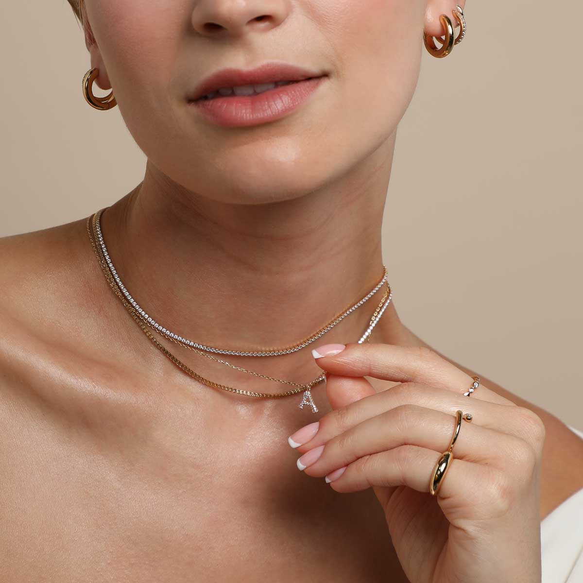 A Pavé Initial Gold Necklace Astrid Miyu Necklaces