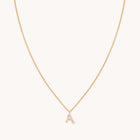 18k Gold Plated Jewellery - A Initial Pavé Pendant Necklace in Gold - Pendant Necklace - Astrid &amp; Miyu