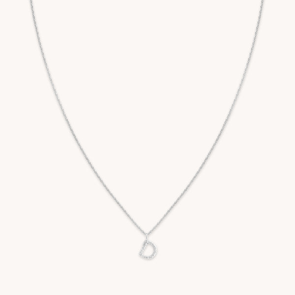 Gemstone Necklaces - D Initial Pavé Pendant Necklace in Silver - Pendant Necklace - Astrid &amp; Miyu