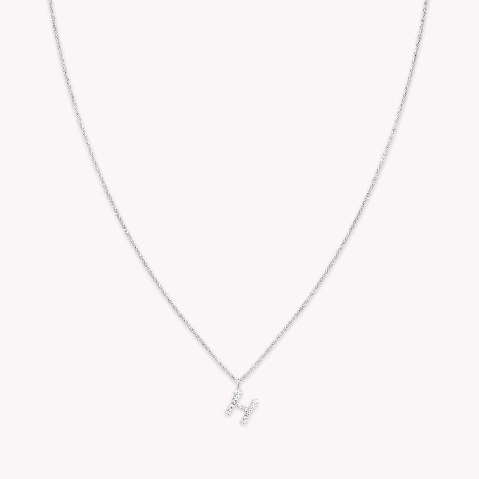 H Initial Pavé Pendant Necklace in Silver