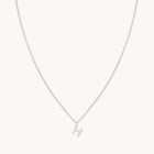 Gemstone Necklaces - H Initial Pavé Pendant Necklace in Silver - Pendant Necklace - Astrid &amp; Miyu