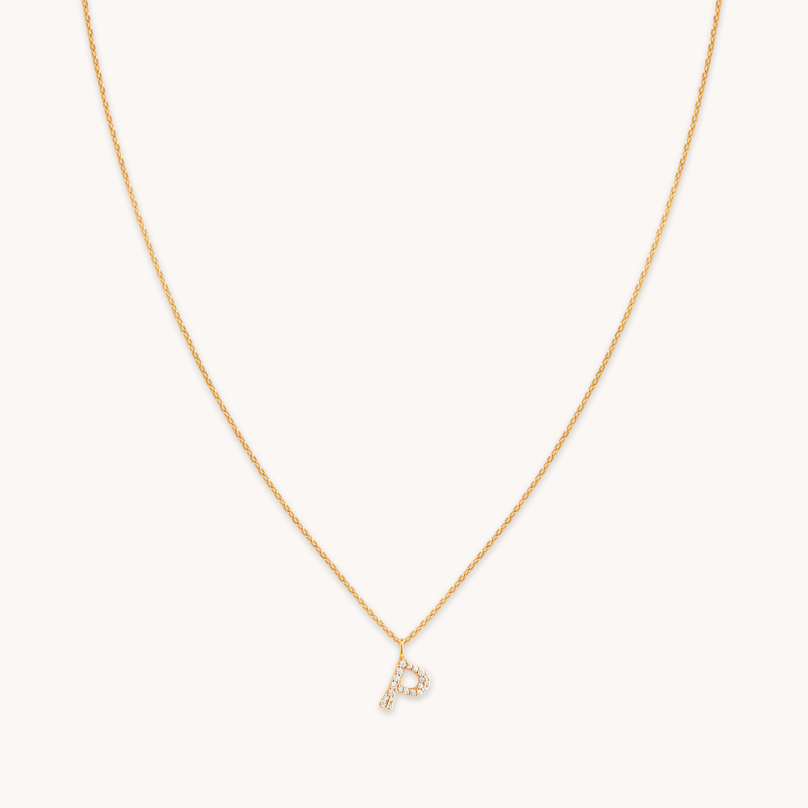 P Pavé Initial Gold Necklace | Astrid & Miyu Necklaces