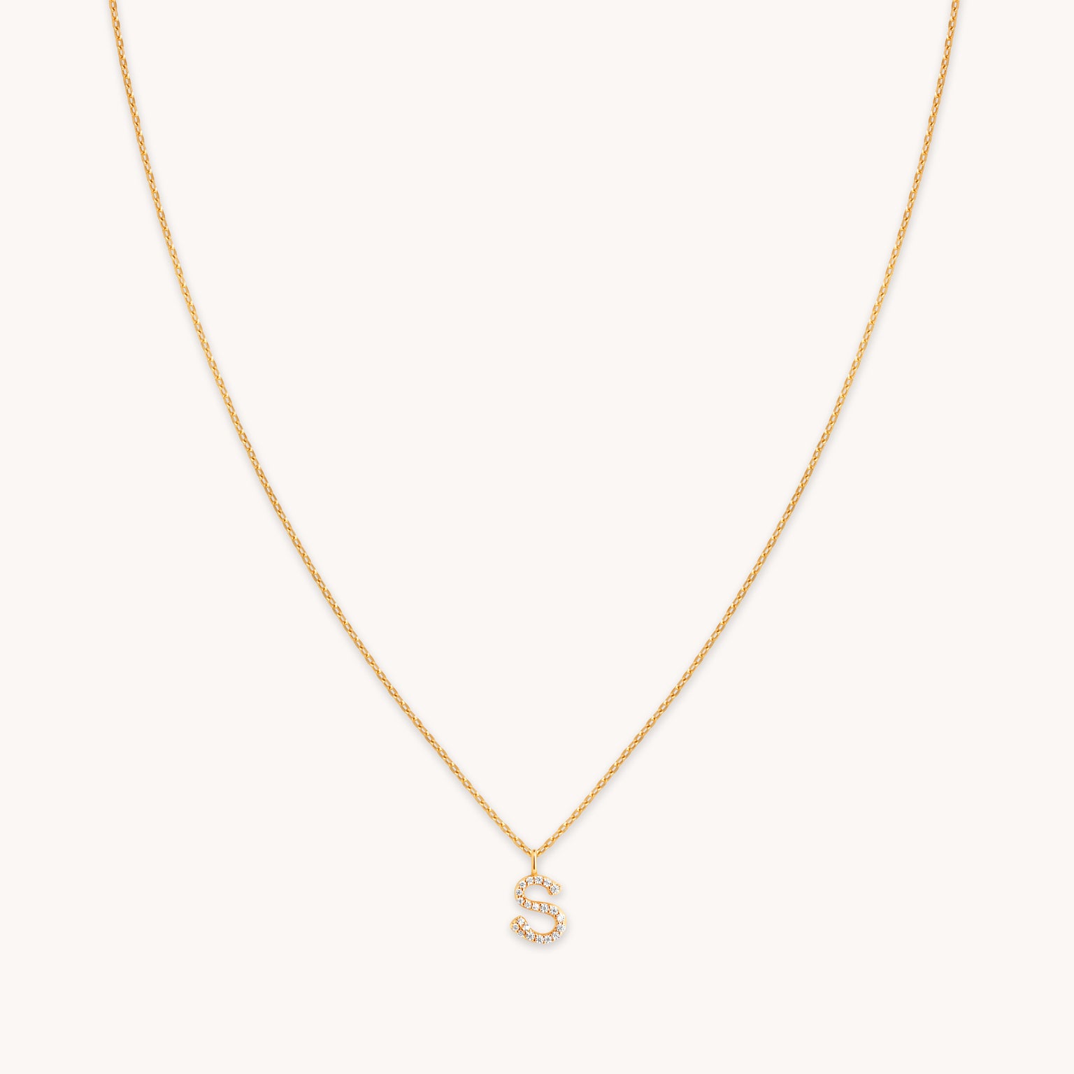 S Pavé Initial Gold Necklace Astrid Miyu Necklaces