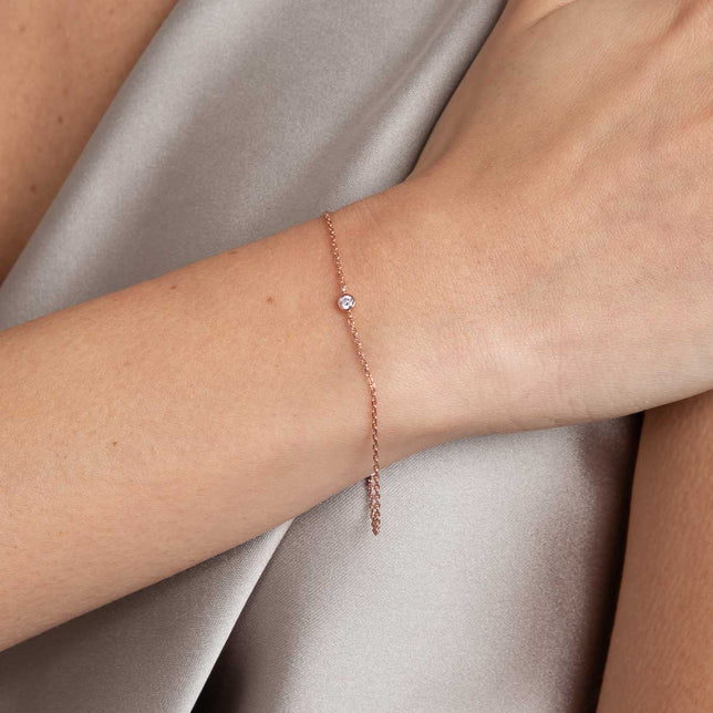 18k Rose Gold Plated Jewellery - Essential Crystal Charm Bracelet in Rose Gold - Bracelets - Astrid & Miyu