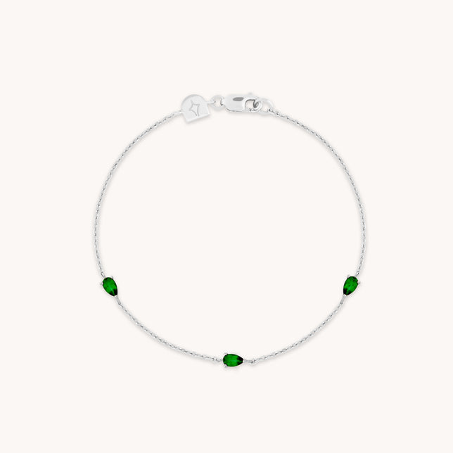 Green Topaz Charm Bracelet in Silver