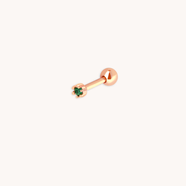 Emerald Tiny Barbell in Rose Gold