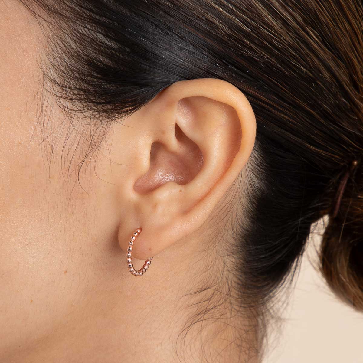 18k Rose Gold Plated Jewellery - Essential Beaded Hoop in Rose Gold - Earrings - Astrid &amp; Miyu