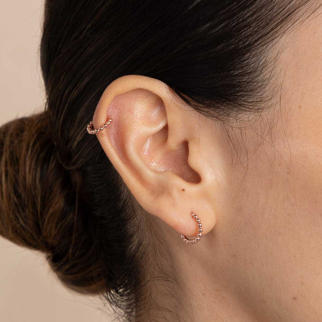 18k Rose Gold Plated Jewellery - Essential Beaded Hoop in Rose Gold - Earrings - Astrid & Miyu