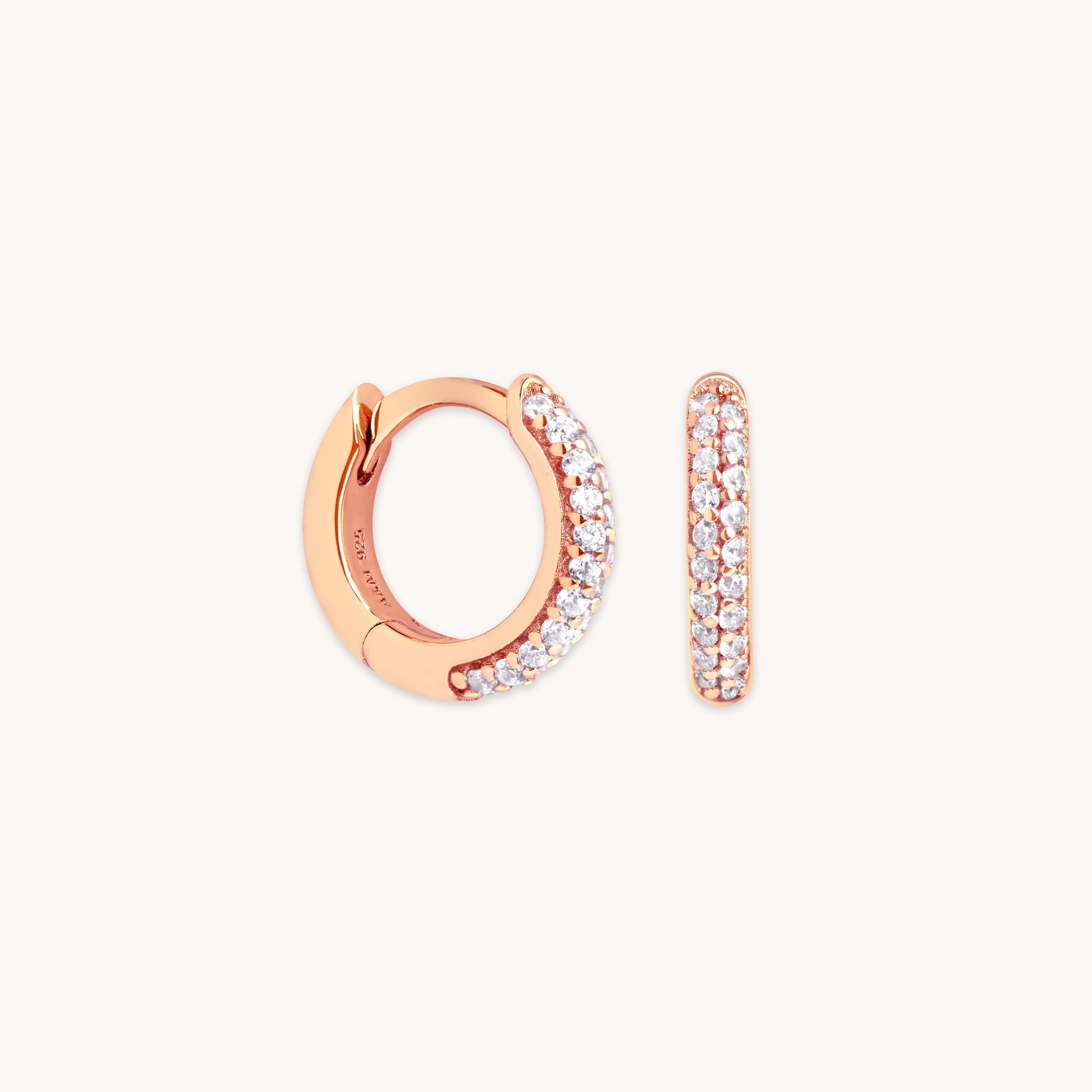 18k Rose Gold Plated Jewellery - Bold Pavé Huggies in Rose Gold - Huggies - Astrid &amp; Miyu