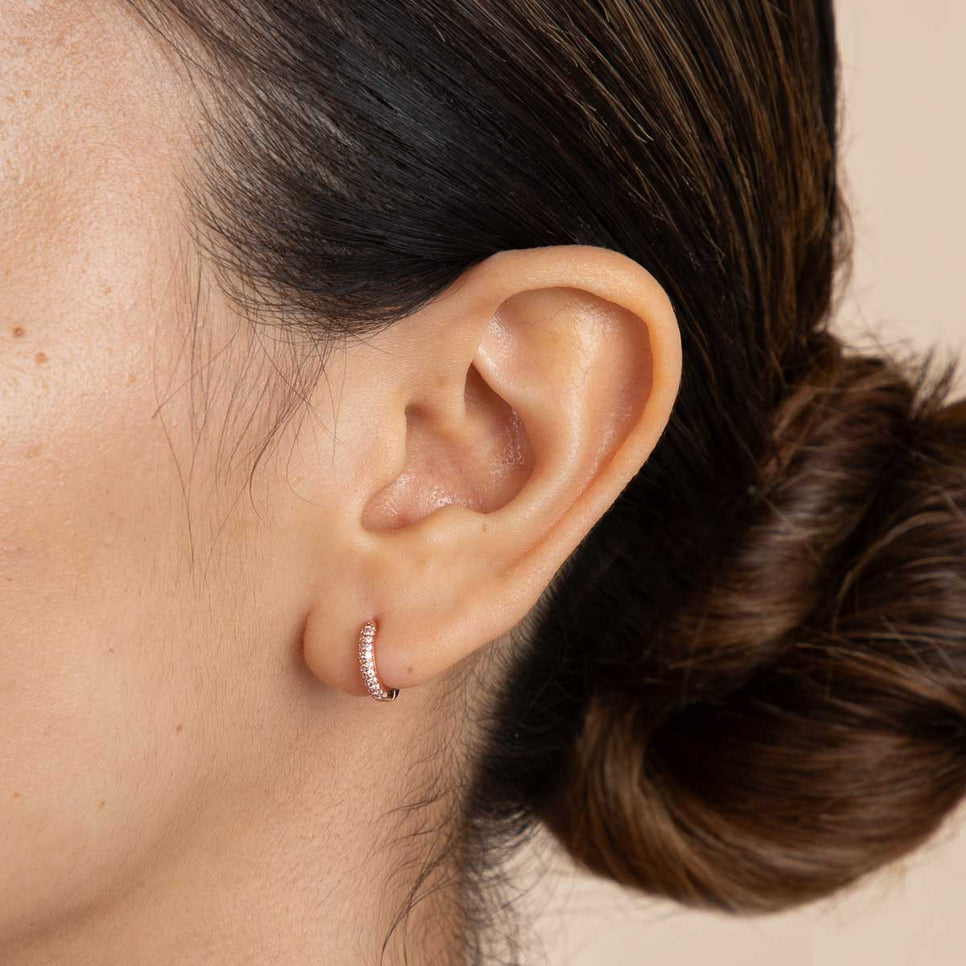 18k Rose Gold Plated Jewellery - Bold Pavé Huggies in Rose Gold - Huggies - Astrid &amp; Miyu