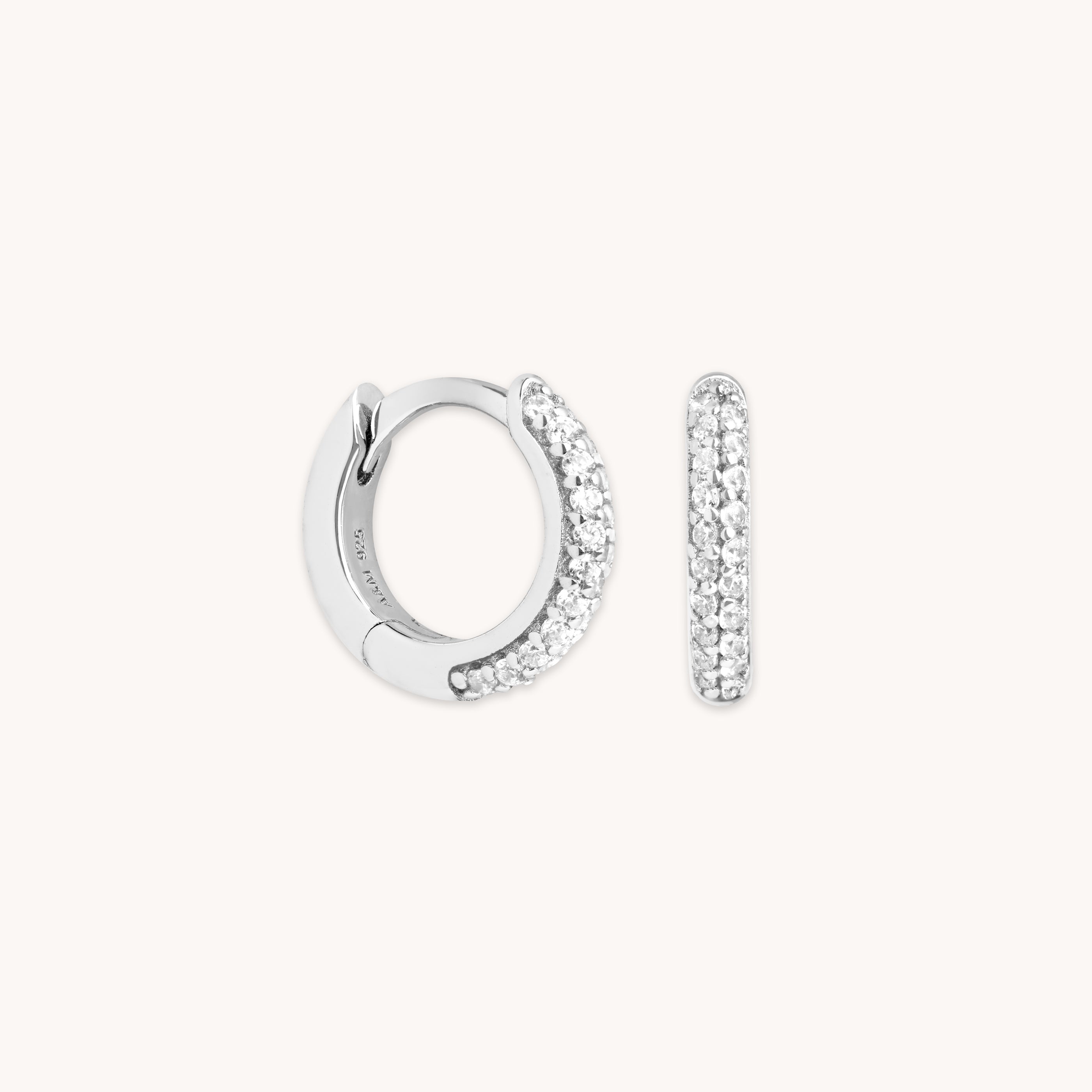 Earrings - Bold Pavé Huggies in Silver - Huggies - Astrid &amp; Miyu