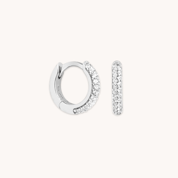 Earrings - Bold Pavé Huggies in Silver - Huggies - Astrid &amp; Miyu