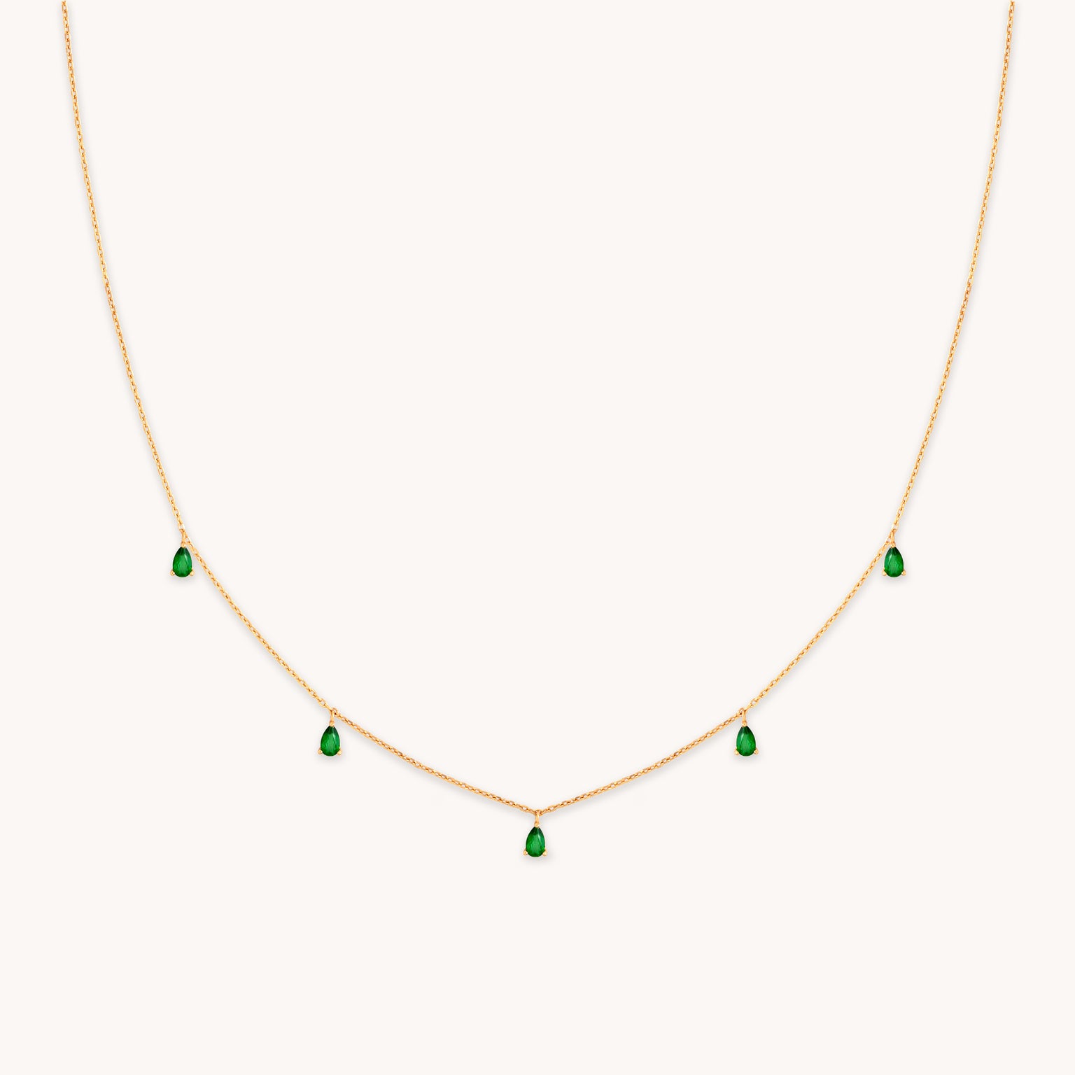 Green Topaz Charm Necklace in Gold