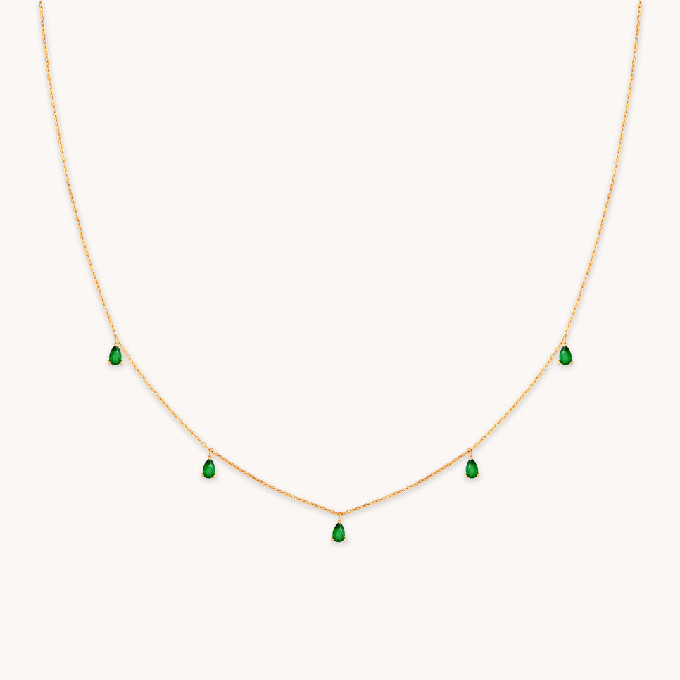 18k Gold Plated Jewellery - Green Topaz Charm Necklace in Gold - Necklaces - Astrid &amp; Miyu