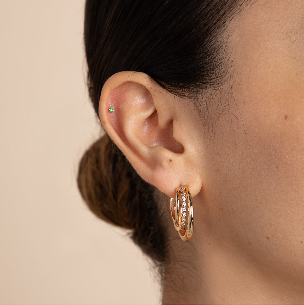 Gleam Illusion Crystal Hoops in Gold