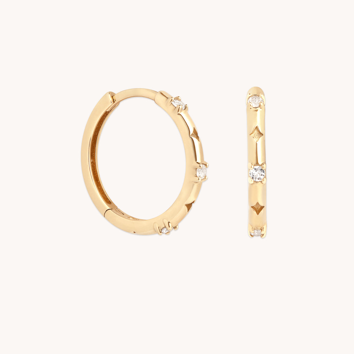 14k Gold Opal & Topaz - Cosmic Star Topaz Hoops in Solid Gold - Hoop Earrings - Astrid &amp; Miyu