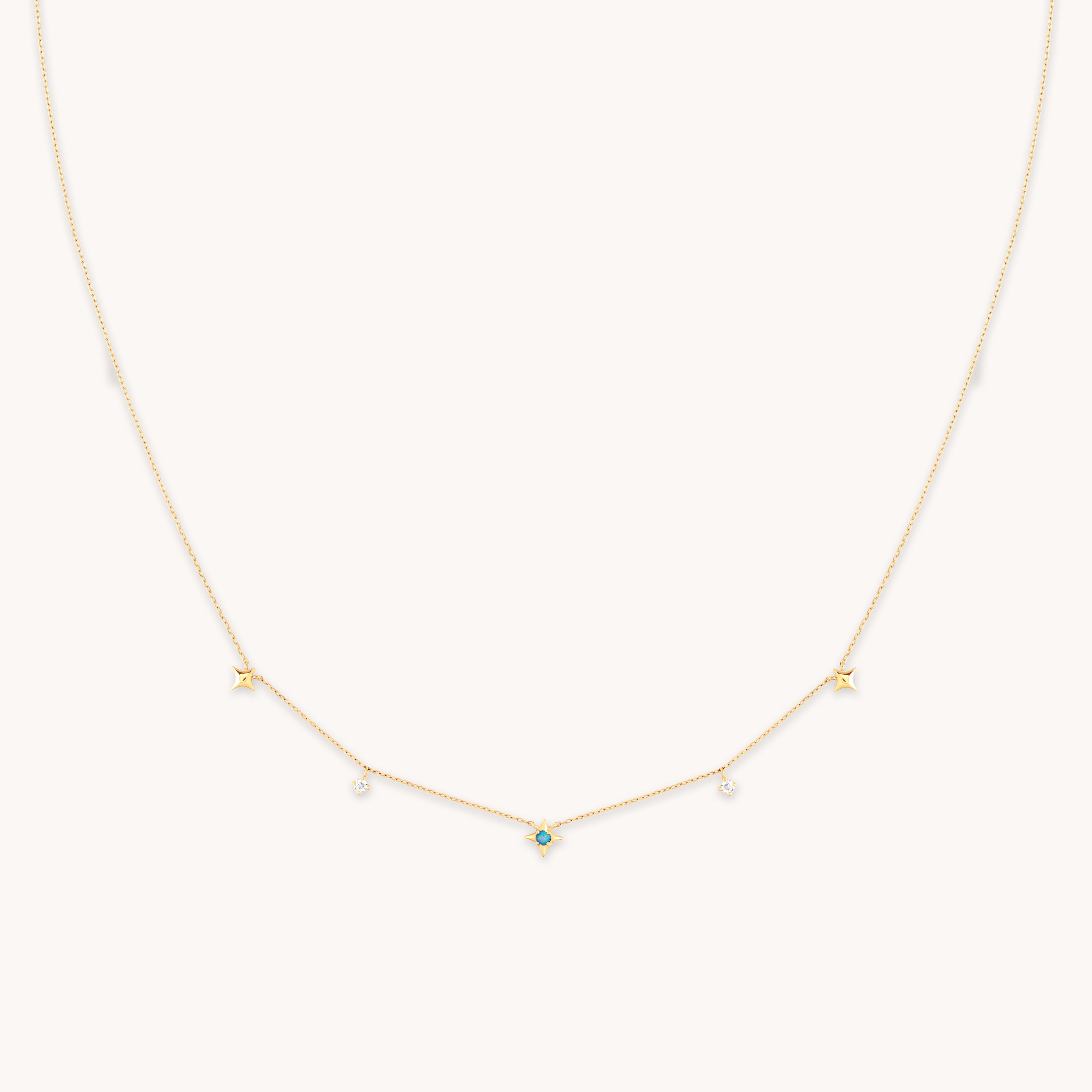 Cosmic Star Opal Charm Necklace in Solid Gold