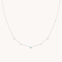 14k Gold Opal & Topaz - Cosmic Star Opal Charm Necklace in Solid White Gold - Charm Necklace - Astrid & Miyu