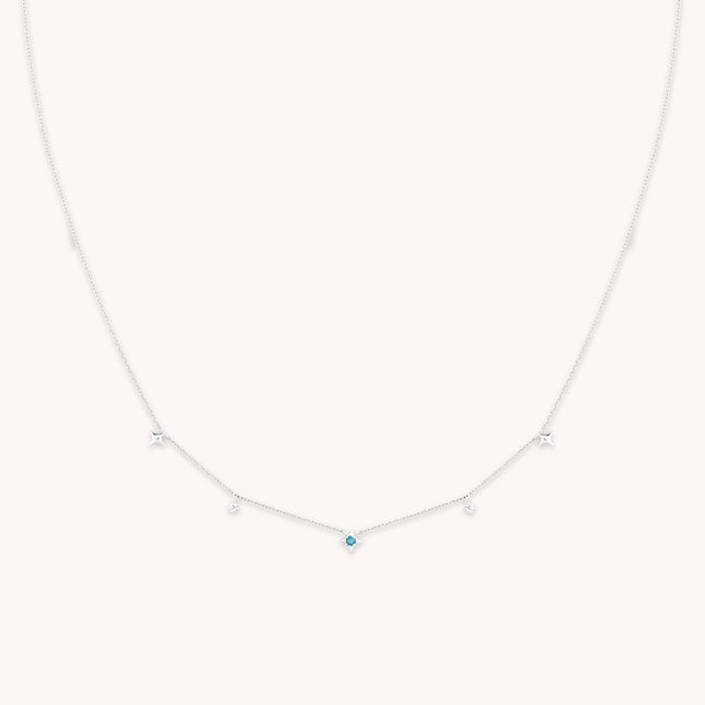 Cosmic Star Opal Charm Necklace in Solid White Gold