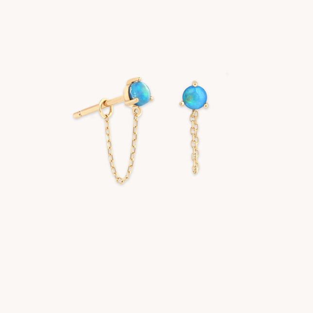 Opal Chain Studs in Solid Gold