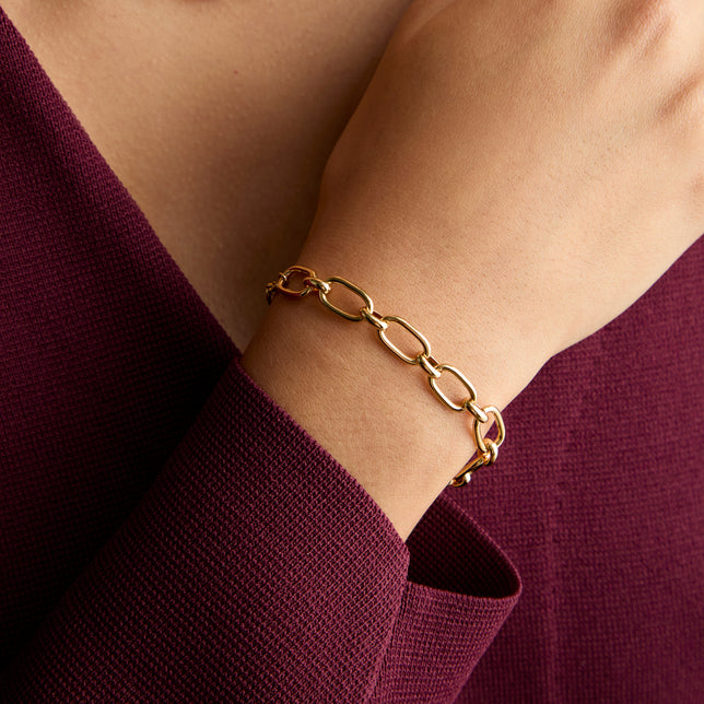 Open Link Chain Bracelet in Gold-Astrid & Miyu