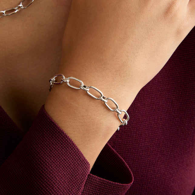 Open Link Chain Bracelet in Silver-Astrid & Miyu