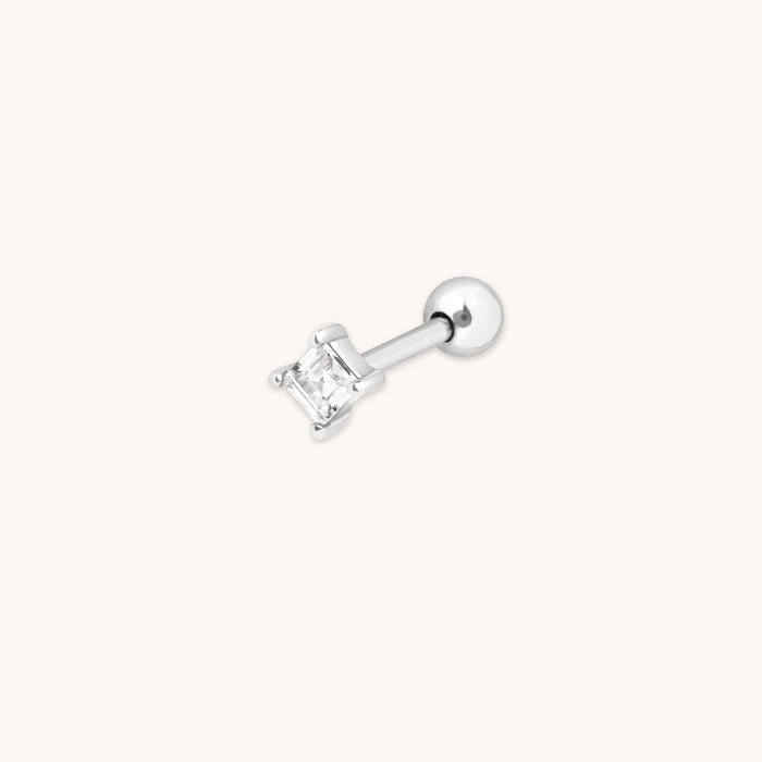 Square Crystal Barbell in Silver-Astrid &amp; Miyu