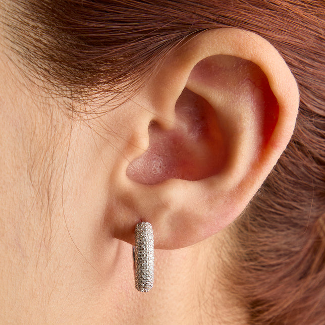 Bold Pavé Hoops in Silver-Astrid & Miyu