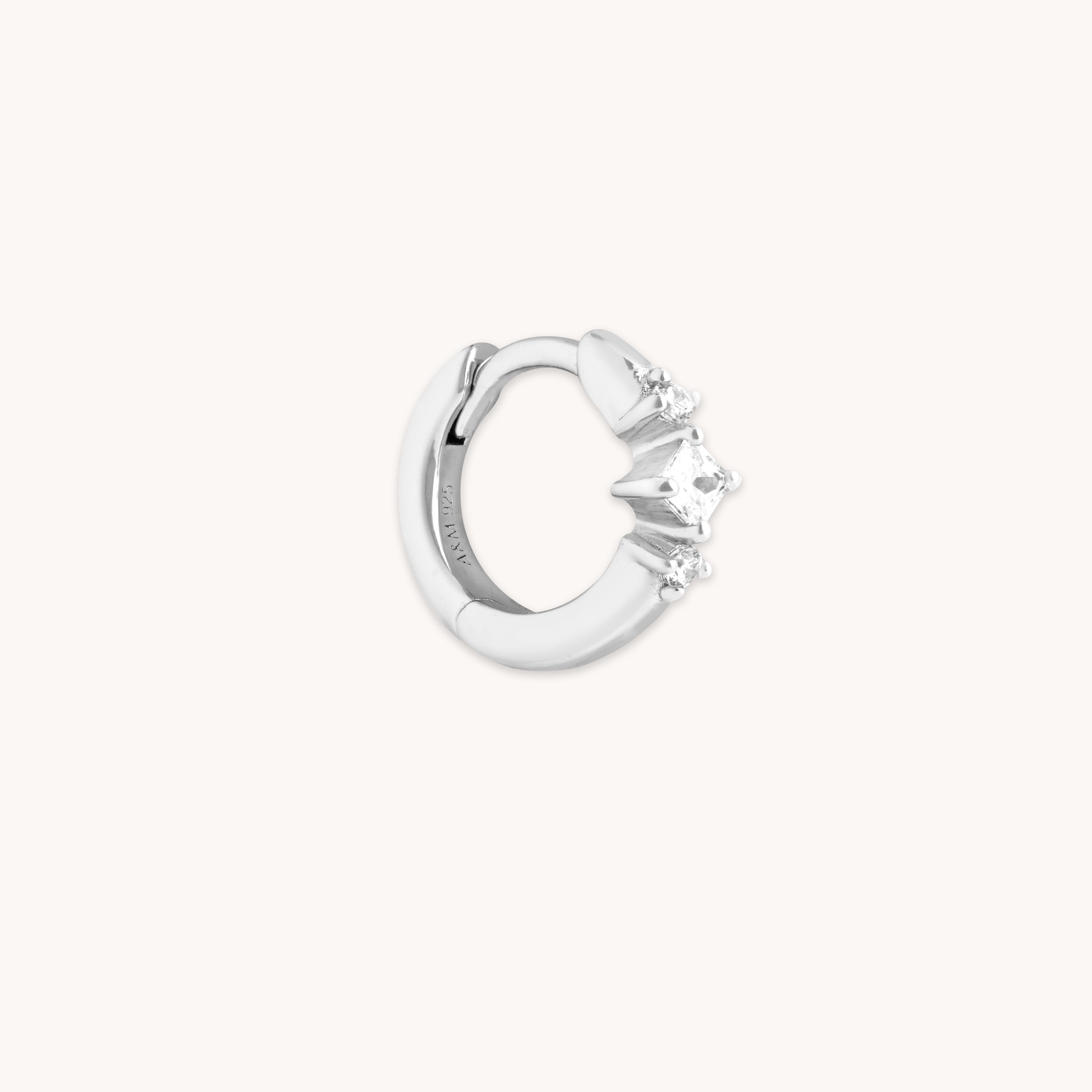 Square Crystal Single Hoop in Silver-Astrid &amp; Miyu