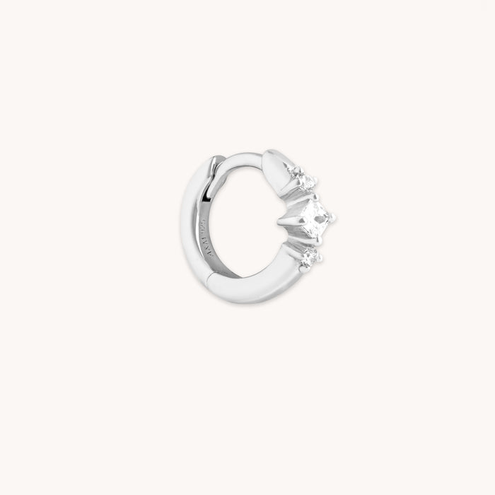 Square Crystal Single Hoop in Silver-Astrid &amp; Miyu