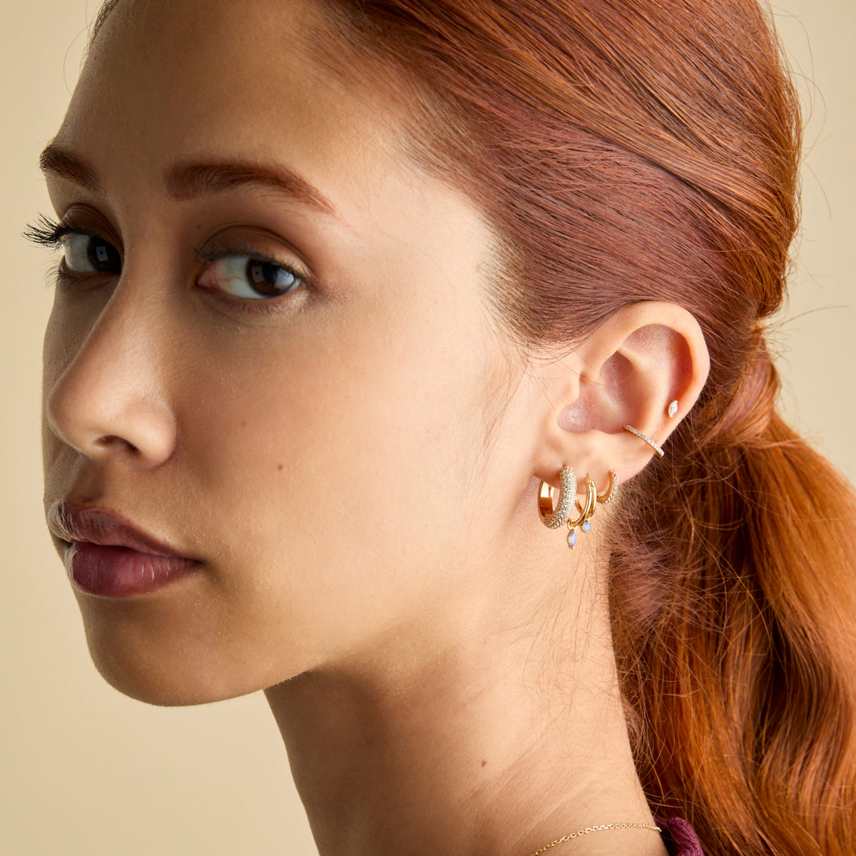 Opal Illusion Huggies in Gold-Astrid &amp; Miyu