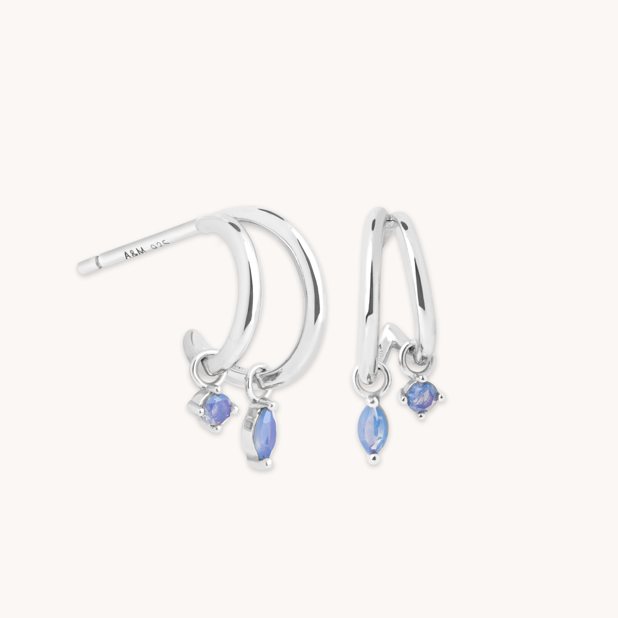 Opal Illusion Huggies in Silver-Astrid &amp; Miyu