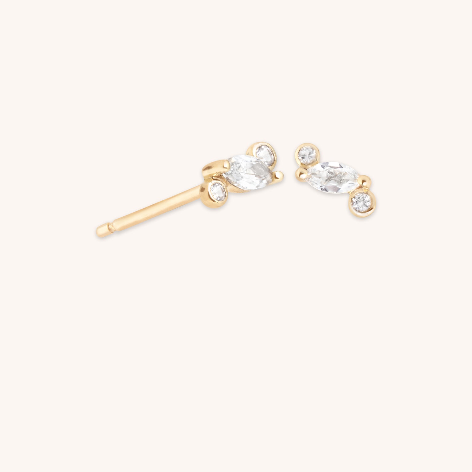 White Topaz Cluster Studs in 9k Gold-Astrid &amp; Miyu