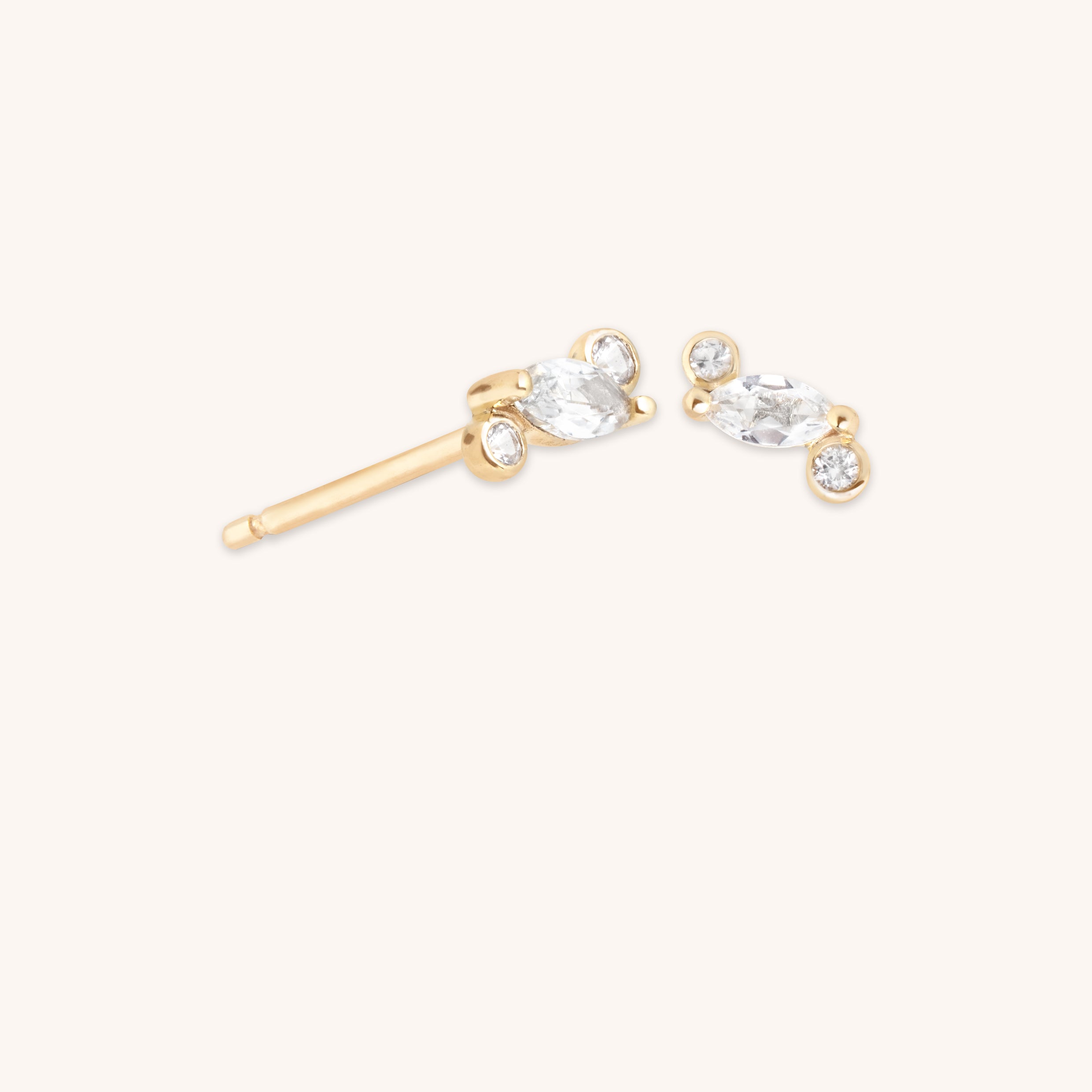 White Topaz Cluster Studs in 9k Gold-Astrid &amp; Miyu