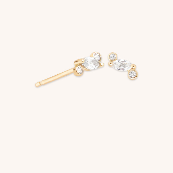 White Topaz Cluster Studs in 9k Gold-Astrid &amp; Miyu